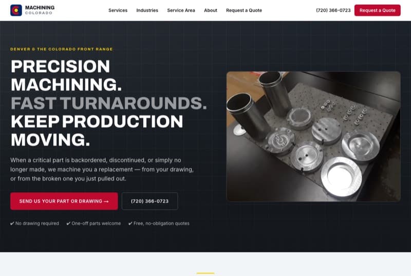 Machining Colorado website home page